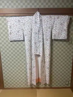 小紋 着物 花柄 白地のサムネイル