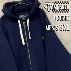 【レア3XL☆US輸入90s】ポロラルフローレン刺繍スウェットパーカー ネイビー