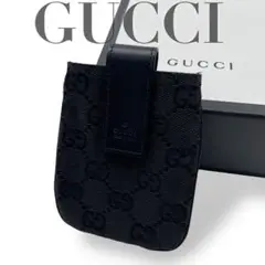 【極美品】GUCCI　グッチ　スマホケース　キャンバス　黒　ブラック