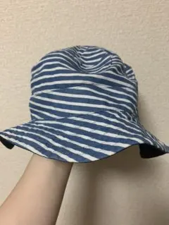 リバーシブル　ハット　帽子　古着　ストライプ