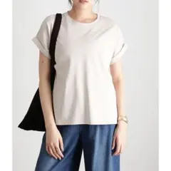 新品☆vis【汗染み防止】袖折り返しＴシャツ☆ライトベージュ