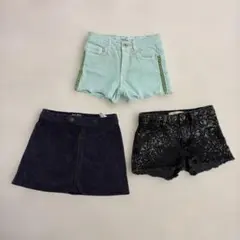 ZARA 子供服3点まとめ売り　ショートパンツ2着　スカート1着