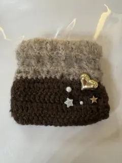 ハンドメイド ワッフル風ミニポーチ バネ口金