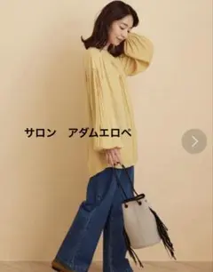サロン　アダムエロペ　イエロー バックオープン 長袖シャツ　サテン　フリーのサムネイル
