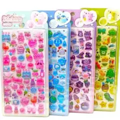 立体シール ぷっくり 3D 4種セット まるで宝石ドロップ！ 透明感 デコシール