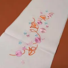 花柄刺繍 半襟 白