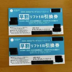 グランデコ　スノーリゾート　リフト1日券　2枚 チケット | EN RESORT Grandeco SNOW
