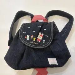 ミキハウス　デニムリュック　ウサギ刺繍　日本製