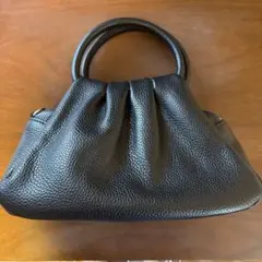 プリーツレザーバッグレザーハンドバッグショルダーバッグ黒のサムネイル