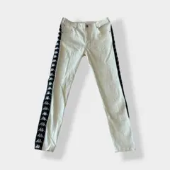 Kappa カッパ サイドロゴ スポーティ スキニーパンツ ホワイト S