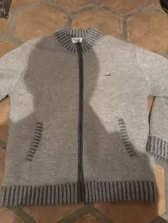 ラコステ古着 ジップアップ グレー セーター