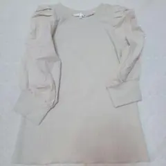 イッツデモ ニット ブラウス 七分袖 フリーサイズ ホワイトベージュ