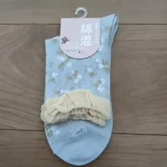 NAIGAI 花柄ソックス 22-24cm 水色のサムネイル