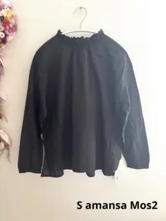 最終価格新品サマンサモスモスSM2 衿レースシャーリングブラウスF チャコール