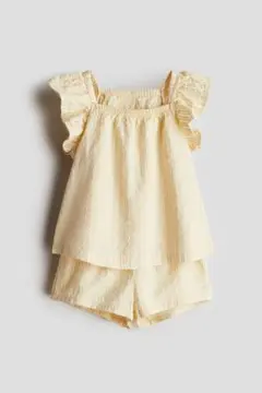 H&M イエロー トップスとショートパンツ セット 12M