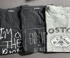 メンズ 半袖Tシャツ L 3枚セット 黒 グレー 細身