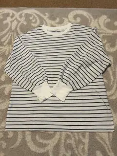 GU ストライプ 長袖Tシャツ ホワイト/ブラック