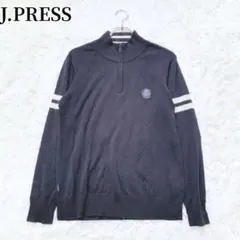 ジェイプレス ハーフジップ ニットセーター ダークネイビー 胸ロゴ シンプルのサムネイル