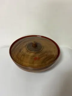 【美品】独楽塗り風 蓋付き菓子器 木製 漆塗り 和食器 小物入れ