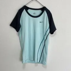 【美品】NIKE Dri-FIT 半袖Tシャツ M ミントブルー×ネイビー