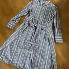 H&M！ストライプ柄 長袖シャツワンピース XS