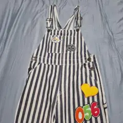 COCOLULU❗ストライプ柄オーバーオール（056刺繍）男女兼用に！