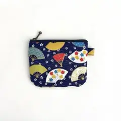 扇子 ミニポーチ（カード入れ、小銭入れサイズ） ハンドメイド No.770
