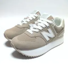 ニューバランス WL574ZSM 24cmレディース厚底スニーカー ブラウン