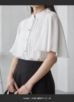 【接触冷感】ピンタックフレア袖ブラウスM 未使用に近い