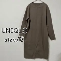 UNIQLO スフレヤーン ボートネックワンピース S ブラウン レーヨン混