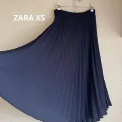 ZARA プリーツスカート　ネイビー　XS アシンメトリー　オフィス　春夏