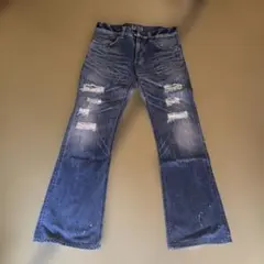 BLUE TRIP 503 ダメージ加工 フレアジーンズ