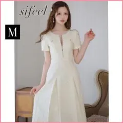 新品♥シフィール ツイードミディアムドレス ジップアップ キャバドレス M