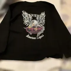 Vanson Leathers ブラック ロングスリーブ Tシャツ長袖シャツ