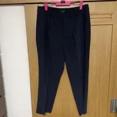 ネイビー ストライプ テーパードアンクルパンツ
