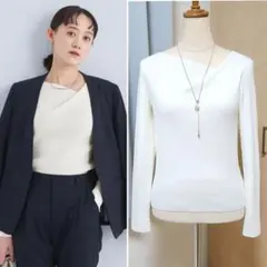 美品✨1_OF MINE　リブ アシンメトリーネック プルオーバーニット イエナ