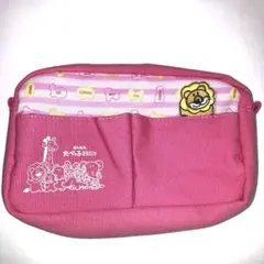 たべっ子どうぶつ　ひょっこりワッペンポーチ　ライオン　ピンク