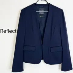 Reflect ウール混生地 匠ジャケット紺色 ネックステッチ