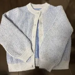 ZARA 青と白のストライプカーディガン
