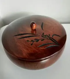 木製 菓子器 花彫刻