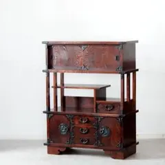 明治期　打ち出し金具時代庄内箪笥　タンス　収納　古家具　古民家　時代家具 明治期 打ち出し金具時代庄内箪笥 タンス 収納 古家具 古民家 時代家具