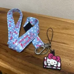 ハローキティ　ネックストラップ&ミラーチャーム ラウンドワン　非売品