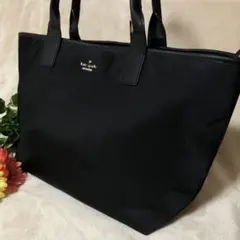 極美品♡ ケイトスペード　トートバッグ　ブラック　黒　A4 肩がけ　大容量　ロゴ