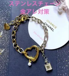 シャネル ムエット　★26B3香水瓶チャームシルバー&ゴールドハートブレスレットのサムネイル