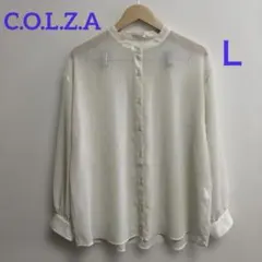 C.O.L.Z.A シアーシャツ 長袖 アイボリー Ｌサイズ シワ加工 ハニーズ