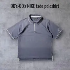 00's NIKE 茄子紺 フェード 半袖ポロシャツ センター刺繍ロゴ M