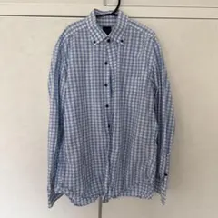 DURBAN 長袖シャツ L 水色と白のチェック