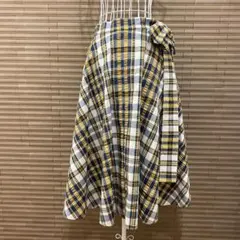 JW ANDERSON×UNIQLOチェック柄フレアスカート リボン付き★S