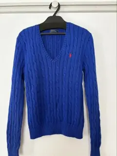 POLO RALPH LAUREN 青 Vネック セーター M