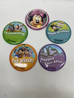 ディズニーランド限定缶バッチ　5点セット